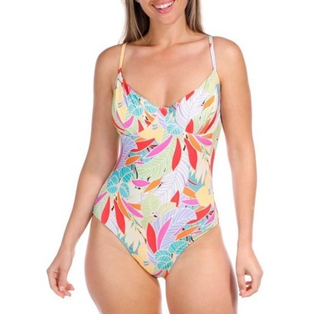 Rip Curl Tropical Floral One Piece Swimsuit Medium Underwire Support Cheeky NWT